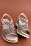 Women's Genuine Leather Wedge Heel Laser Cut Sandals iz.2502 - 4