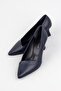Women's Navy Blue Classic Heeled Shoes - 3