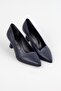 Women's Navy Blue Classic Heeled Shoes - 2