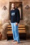 Men's Crew Neck Fleece Pajamas Tracksuit Set - 2