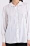 Women's Silver Leaf Striped Balloon Sleeve Shoulder Gathered Oversize Satin Shirt - 4