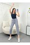 Women's Gray Elastic Waist Tassel Detail Piece Painted Gabardine Trousers - 6