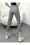 Women's Gray Elastic Waist Tassel Detail Piece Painted Gabardine Trousers - 8