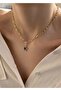 Star Black Enameled Women's Gold Necklace