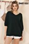 V-Neck Half-Quarter Sleeve Back Long Front Short Slit Loose Cut Seasonal Basic Loose Knitwear Sweater