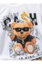 Children's Teddy Bear Design Printed Top and Bottom Set Cotton Shorts T-Shirt Set - 2