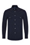 Navy Blue Hidden Buttoned Collar Flap Pocket Tailor Fit Sports Oxford Men's Shirt