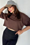 Women's Oversize Dark Brown Crop T-shirt