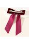 Women's Burgundy Velvet Bow Model Automated Buckle - 3
