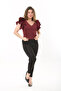 Women's Plus Size Claret Red Flounce Sleeve Back Hidden Zipper Blouse 65N37533 - 7