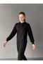Women's Modal Fabric Black Hooded Kangaroo Pocket Cuffed Leg Tracksuit Set - 3