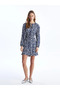 Lcw Vision Tied Collar Patterned Long Sleeve Women's Dress