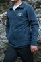 Eagle Figured Three-Pocket Zippered Indigo Color Fleece Cardigan - 2