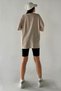 Unisex Solid Color Beige Oversize T-Shirt - 3