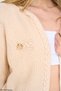 Women's Cream Crew Neck Hair Braid Detailed Gold Buttoned Knitwear Cardigan - 3