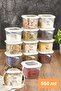 Black Screen Printed Label Foly Spice Storage Container with Spoon Set of 12 Small Size 0.55 Liter White - 3