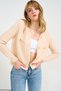 Women's Cream Crew Neck Hair Braid Detailed Gold Buttoned Knitwear Cardigan - 5