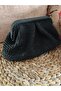HAND KNITTED BLACK WICKER BURSTED BAG - 3