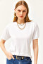 Women's Ecru Crew Neck Basic T-Shirt TSH-19000774 - 5