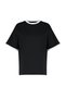 Black 100% Cotton Contrast Collar and Stripe Detailed Oversize/Relaxed Cut Knitted T-Shirt TWOSS24TS00052 - 7