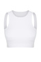 White Back Reflector Print Detailed Supported/Shaping Knitted Sports Bra THMSS24SS00001 - 7