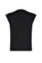 Siyah Kayık Yaka Sıfır Kol Büzgülü Örme T-Shirt TWOSS24TS00051 - 8