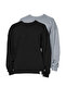 Siyah-Gri Melanj 2'li Paket Oversize/Geniş Kesim İçi Polar/Sıcak Tutan Sweatshirt TMNAW24SW00001 - 4