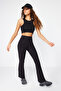 Black Brushed Soft Fabric Spanish Leg Yoga Knitted Sports Leggings THMSS24TY00019 - 2