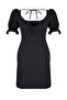 Black A-Line Mini Woven Dress TBBSS24AH00017 - 7