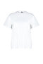 Beyaz Boyfriend Fit Yanda Çıt Çıt Detaylı %100 Pamuk Örme Büyük Beden T-shirt TBBSS24BF00000 - 7