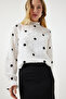 Women's White Crushed Polka Dot Woven Blouse TP00020 - 2