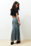 Anthracite Faded Effect Stitching Detailed Maxi Flexible Skirt TWOSS24ET00089 - 6
