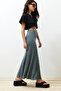 Anthracite Faded Effect Stitching Detailed Maxi Flexible Skirt TWOSS24ET00089 - 2