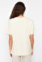 Taş %100 Kalın Pamuklu Baskılı Oversize Kalıp Bisiklet Yaka Örme T-Shirt TWOSS23TS00282 - 6