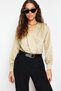 Mint Satin Fabric Double-Breasted Collar Skirt with Snap Detail at the Hem Woven Body Tofaw19Bb0678 - 2