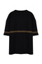 Büyük Beden Siyah Oversize/Geniş Kesim %100 Pamuklu Etnik Nakışlı Rahat T-Shirt TMNSS24BF00008 - 7