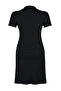Black Polo Neck Midi Knitted Plus Size Dress Tbbss24Ah00078 - 8