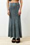 Anthracite Faded Effect Stitching Detailed Maxi Flexible Skirt TWOSS24ET00089 - 4