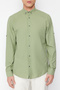 Green Button Collar Epaulette Slim Fit Long Sleeve 100% Cotton Shirt Tmnss20Go0189 - 5