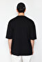 Siyah Oversize/Geniş Kesim Kısa Kol Manzara Nakışlı %100 T-Shirt TMNSS23TS00243 - 2