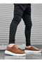CLZ946 Lace-up Suede Classic Tan White High Sole Casual Men's Shoes - 2