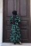 Women's Summer Belted Sleeve Elastic Patterned Viscose Woven Hijab Dress - 8