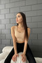 Women's Cream Round Neck Covered Sports Crop - 6