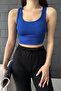 Women's Cobalt Blue Round Neck Covered Athlete Crop - 2