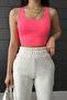 Women's Neon Pink Round Neck Covered Athlete Crop