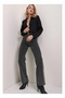 Linda Women's Smoked Color Lycra High Waist Loose Jeans Wide Leg Jeans - 3