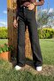 Baby Black Super High Waist Jeans Lycra Loose Leg Jeans Black Wide Leg - 2