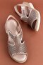 Women's Genuine Leather Wedge Heel Laser Cut Sandals iz.2502 - 7