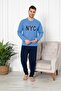 Men's Crew Neck Fleece Pajamas Tracksuit Set - 3