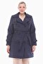 Women's Large Size Double Breasted Collar Buttoned Navy Blue Trench Coat 1049 - 2